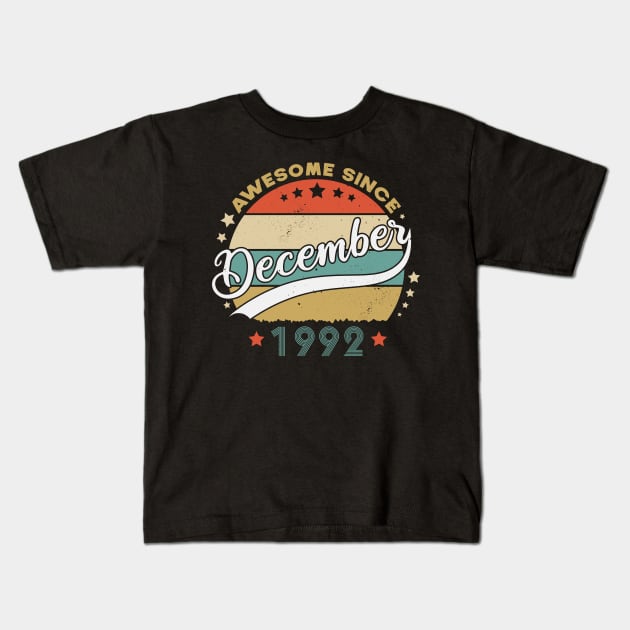 Awesome Since December 1992 Birthday Retro Sunset Vintage Kids T-Shirt by SbeenShirts